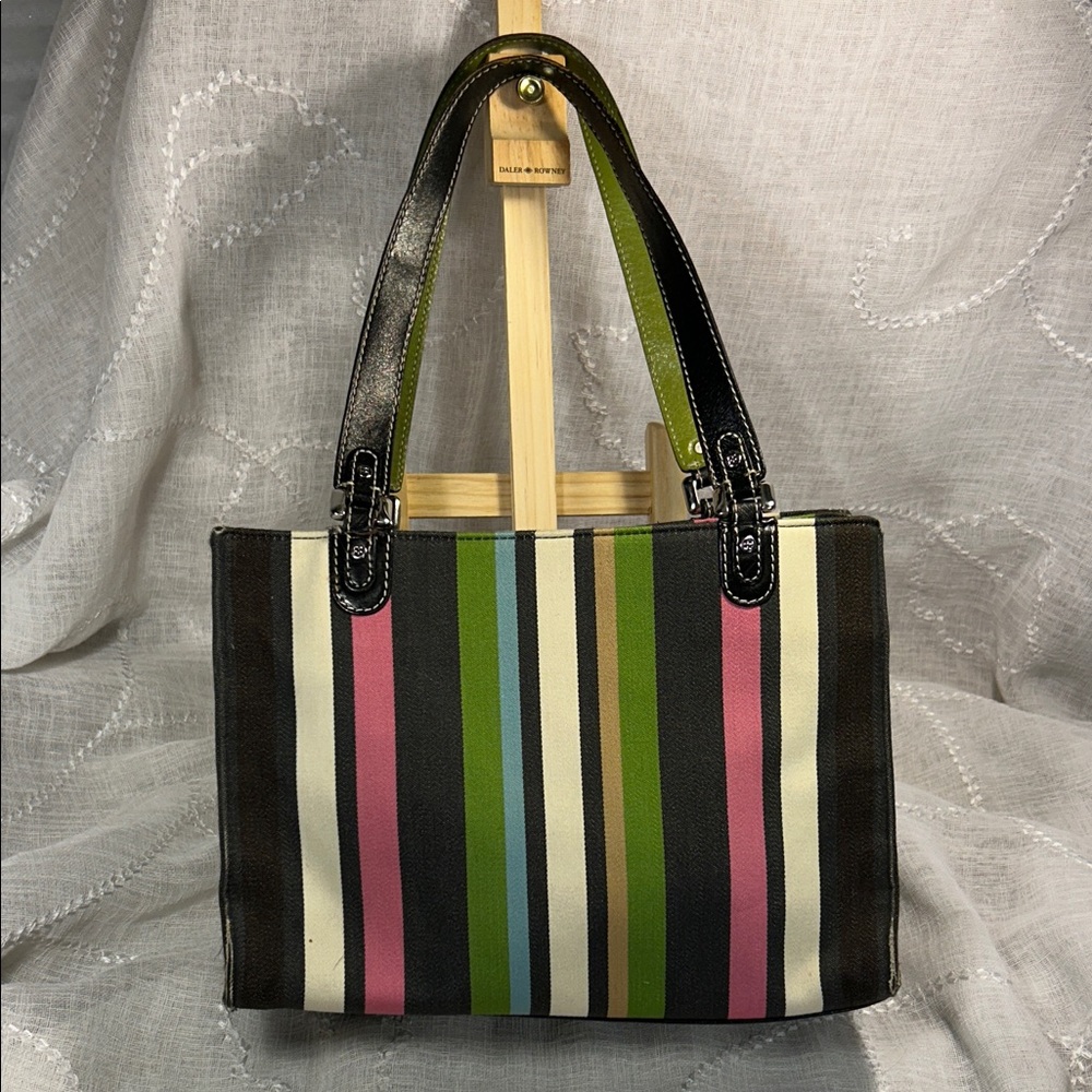 Vintage authentic Kate Spade original leather and canvas tote w/ leather lining